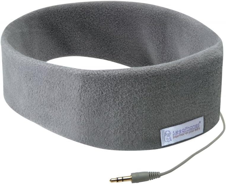 SleepPhones AcousticSheep Classic | Corded Headphones for Sleep, Travel, and More | The Original and Most Comfortable Headphones for Sleeping | Soft Gray - Fleece Fabric (Size M)