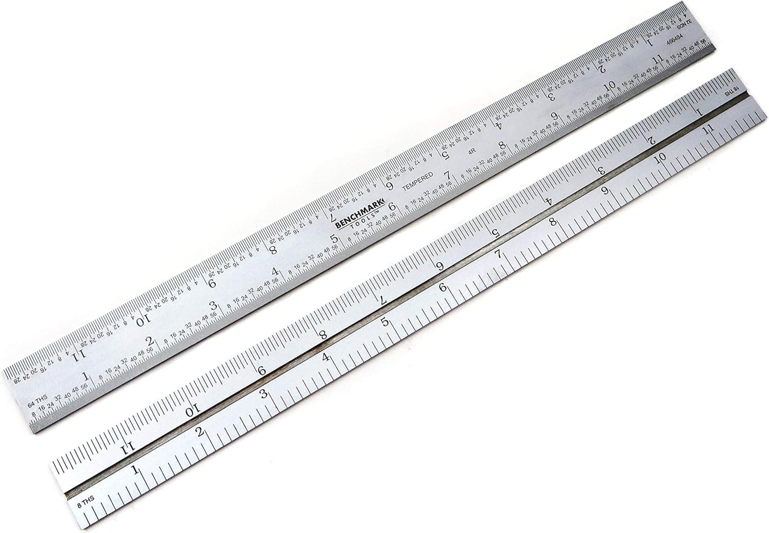 Benchmark Tools 466484 12 inch Combination Square Blade Ruler 4R Markings 1/8, 1/16, 1/32, 1/64 Stainless Steel Non-Glare Satin Chrome Finish Compatible with Starrett, Mitutoyo, PEC, Brown and Sharp