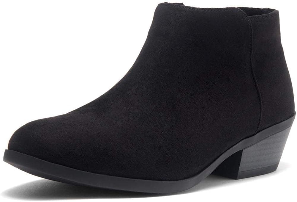 Herstyle Chatter Women's Western Ankle Bootie Closed Toe Casual Low Stacked Heel Boots