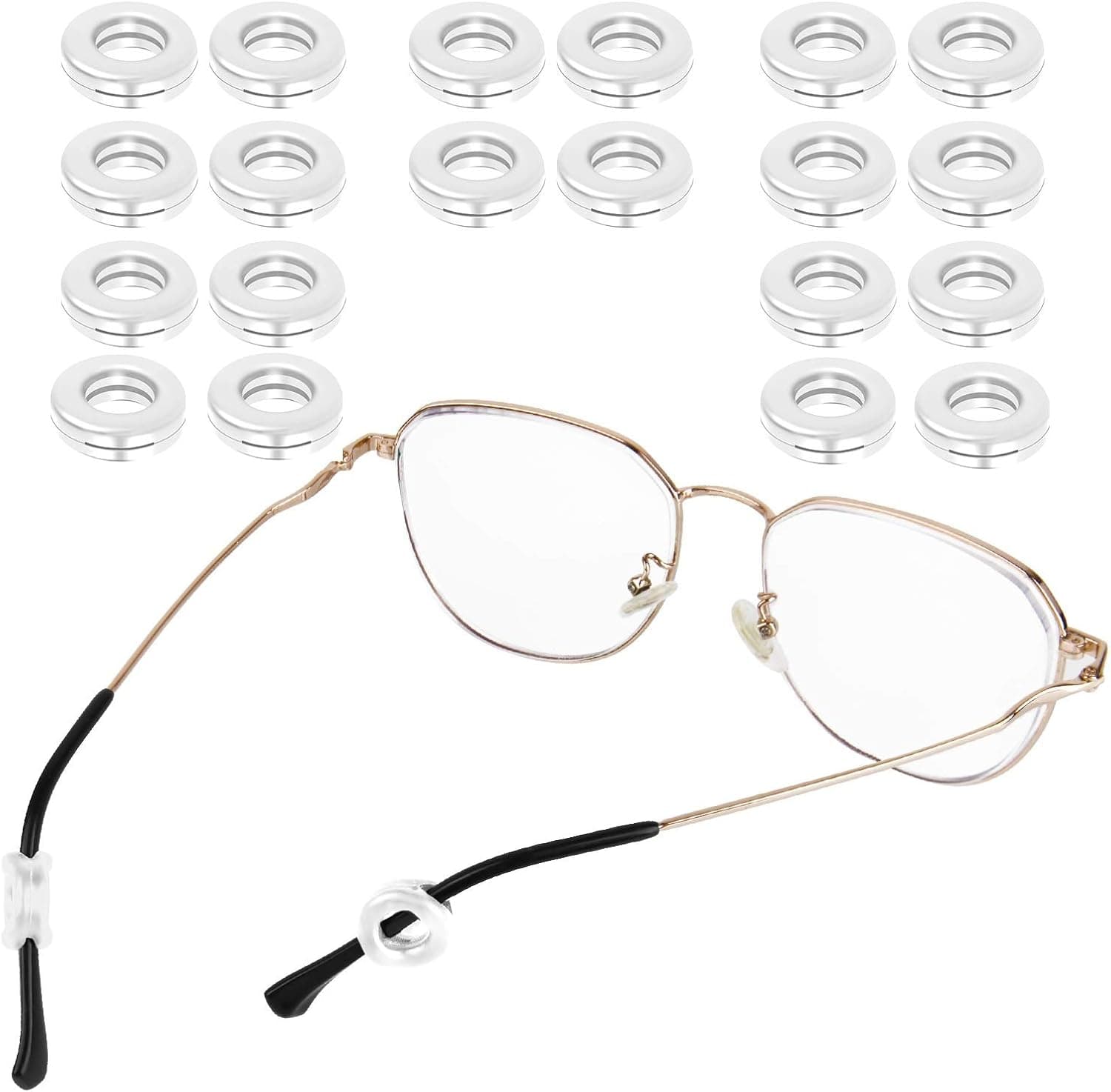 20 Pairs Silicone Eyeglasses Temple Tips Sleeve Retainer,Anti-Slip Round Glasses Retainers