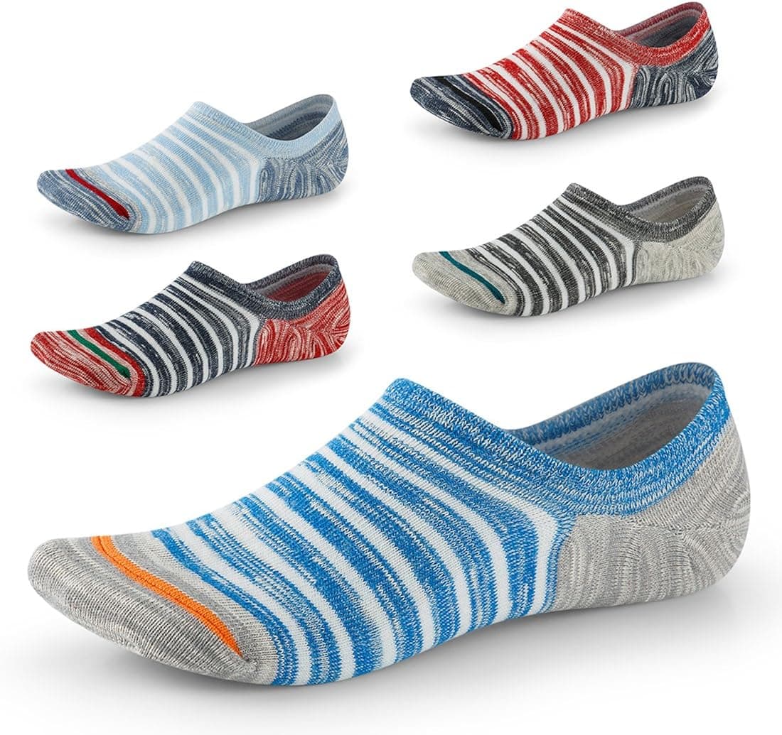 SEESILY No Show Socks for Men&Women-Low Cut with Non Slip Grip-Invisible Socks for Oxfords Sneakers Size7-12 5 Pairs