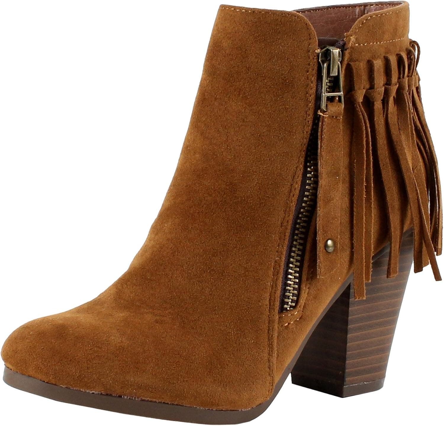 Breckelle's Gail-26 Women's Belted Chunky Stacked Heel Ankle Booties Tan 6