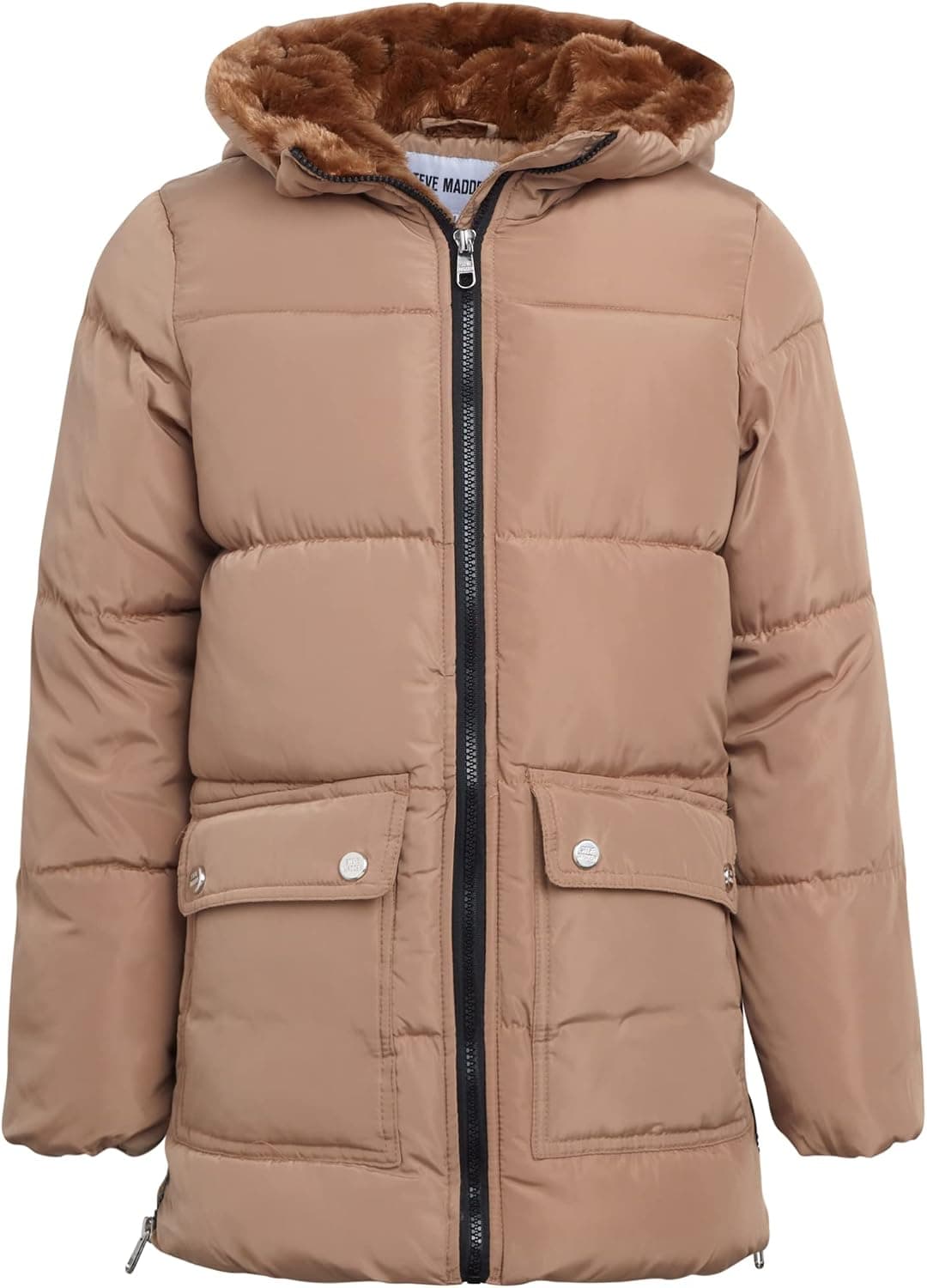 Steve Madden Girls' Winter Coat - Weather Resistant Windbreaker Ski Jacket, Fur Trim (4-16)
