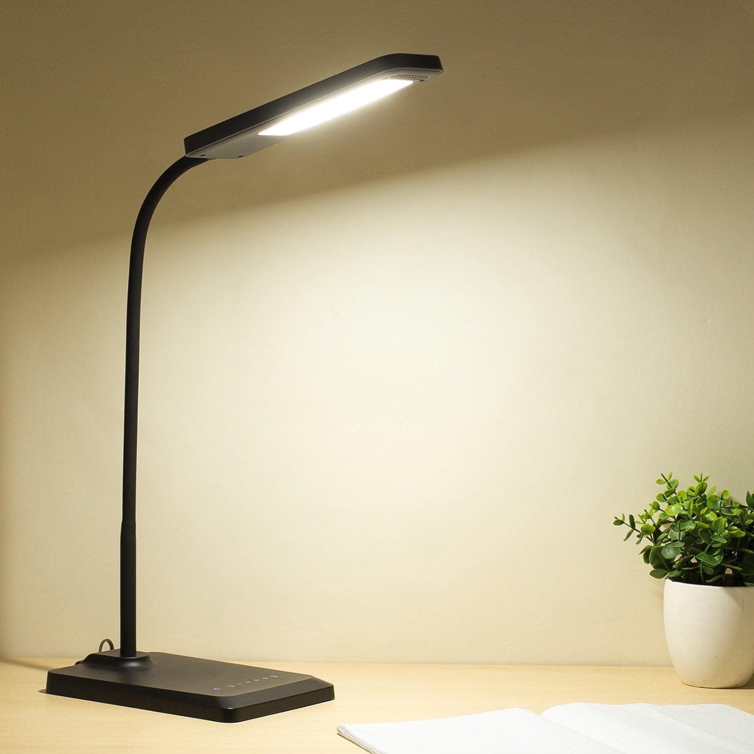 LED Desk Lamp with USB Charging Port LED Table Lamps 5 Level Dimmer Touch Control LED Dimmable Office Lamp 3 Color Modes LED Reading Lamp for Reading Studying and Working