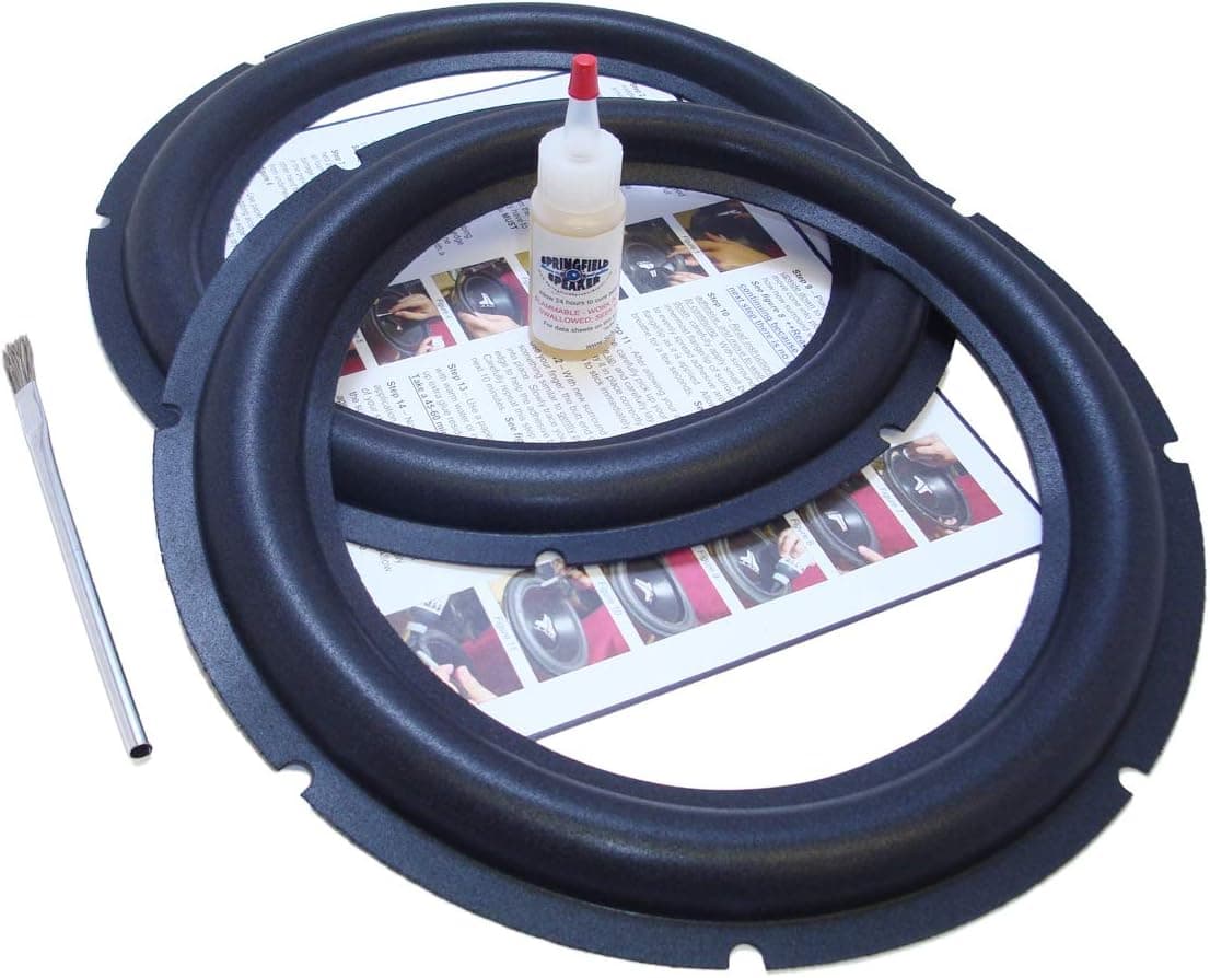 Springfield Speaker 12" Subwoofer Foam Surround Repair Kit - 2 Speaker Kit - Compatible with Rockford Fosgate Punch, HE2, RFP 3412 3812-12 Inch
