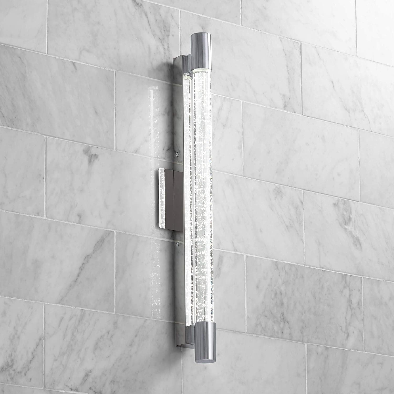 Possini Euro Design Claude Modern Wall Sconce Lighting LED Chrome Metal Hardwired 24 1/2" High Fixture Crystal Linear Decor for Bedroom Bathroom Bedside Living Room Home Hallway Dining Kitchen