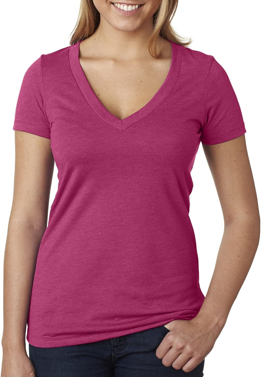 Next Level Baby Rib Knit Short Sleeve Deep V-Neck T-Shirt