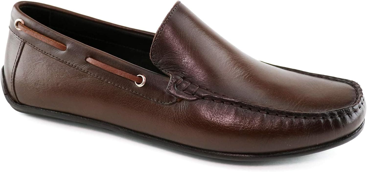 MJNY Mens Casual Comfortable Genuine Leather Lightweight Driving Moccasins Classic Fashion Venetian Loafer Slip On Breathable Driving Loafer