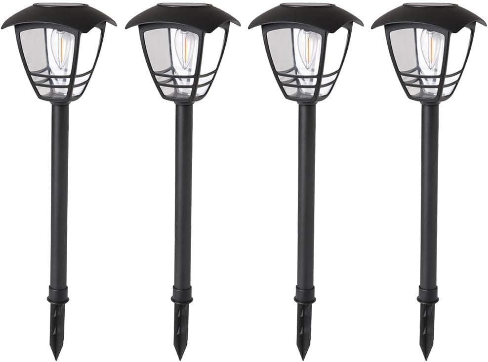 Maggift 4 Pack Vintage Solar Pathway Lights LED Bulbs Solar Powered Garden Walkway Lights for Outdoor Lawn, Patio, Yard, Walkway, Driveway , 15 Lumen