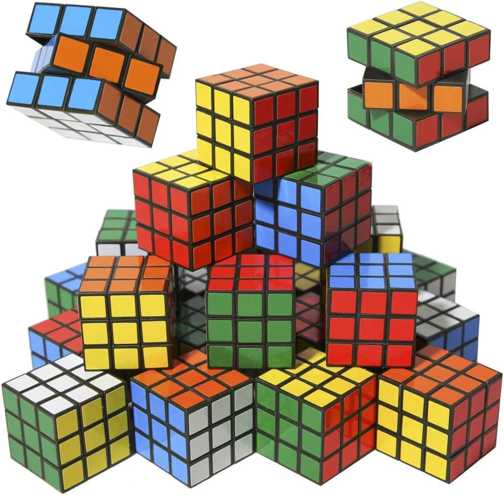 PROLOSO Mini Speed Cube 3x3x3 Brain Teaser Toys Magic Puzzle Game Birthday Gifts for Kids Party Favors Pack of 21