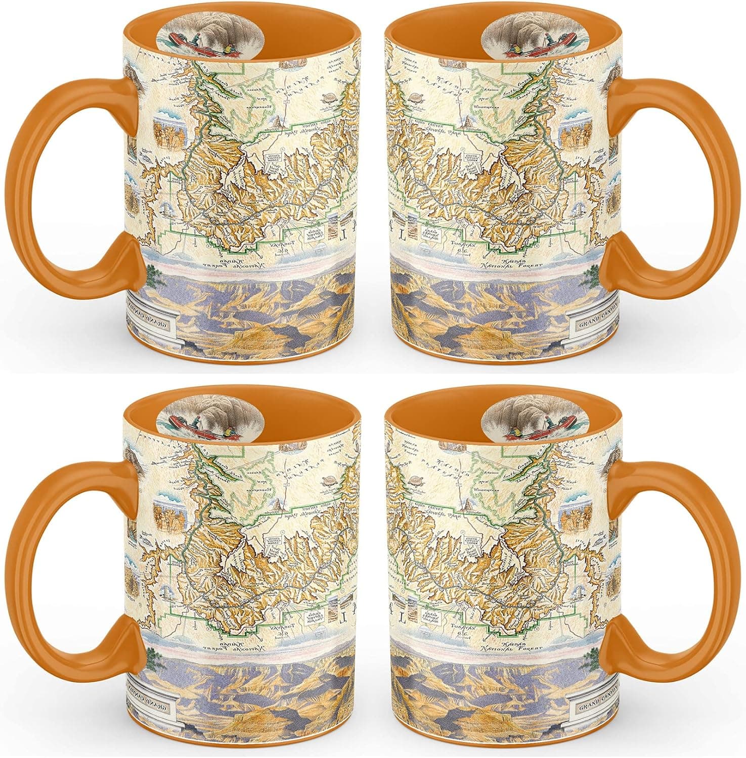 Grand Canyon National Park Ceramic Mugs 16oz, BPA-FREE Map Art - For Office Mug, Home Mug, Coffee Mug, Tea Mug, Brew Mugs, Any Hot and Cold Drinks. (Grand Canyon, Individual Mug)