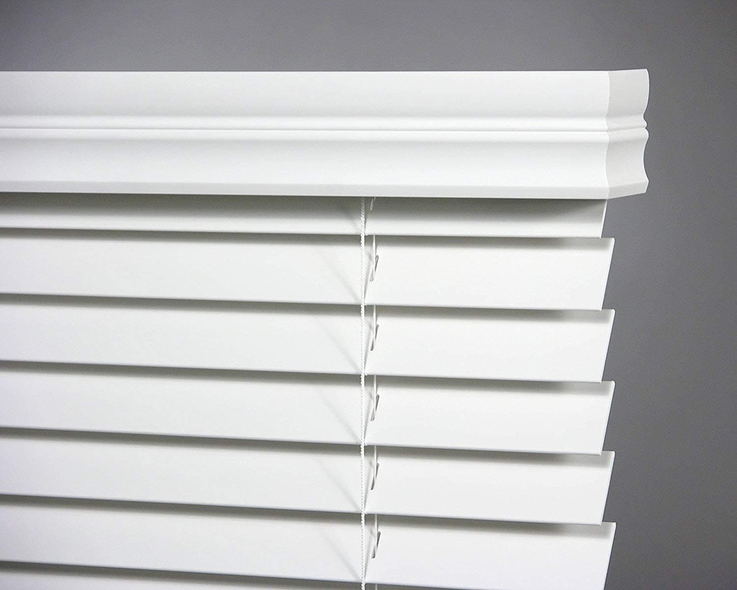 Bravada Select, Cordless Superior 2" Faux Wood Blinds (White, 60" Wide x 48" Length)