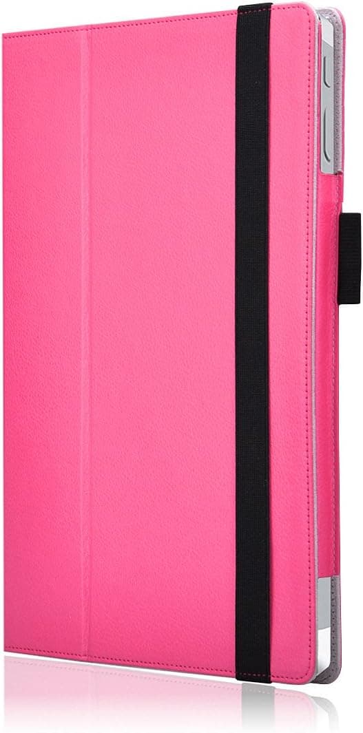 TNP Microsoft Surface 3 Case (Hot Pink) - Folio Synthetic Leather Smart Cover Stand with Auto Wake Sleep Feature and Stylus Holder for Microsoft Surface 3 10.8-Inch Windows Tablet