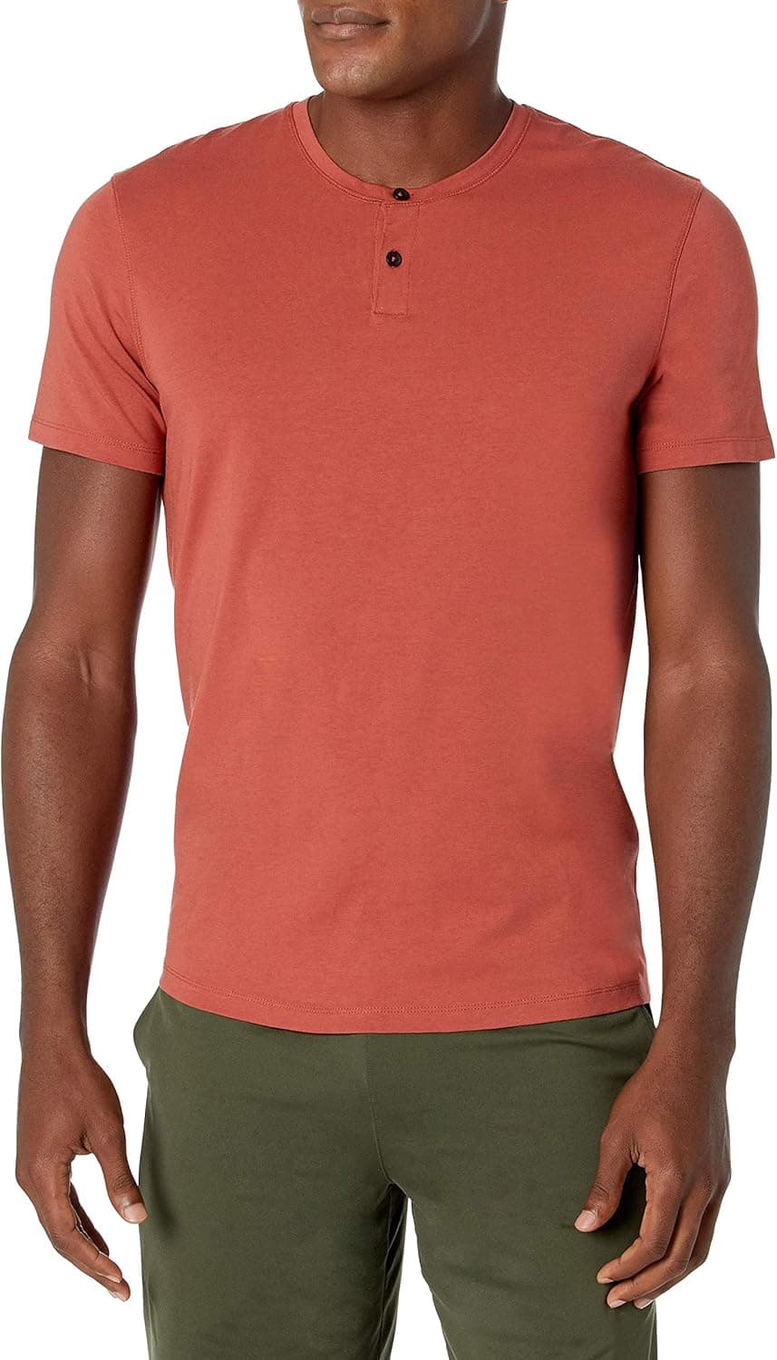 Peak Velocity Men's Pima Cotton Modal Short Sleeve Henley Shirt