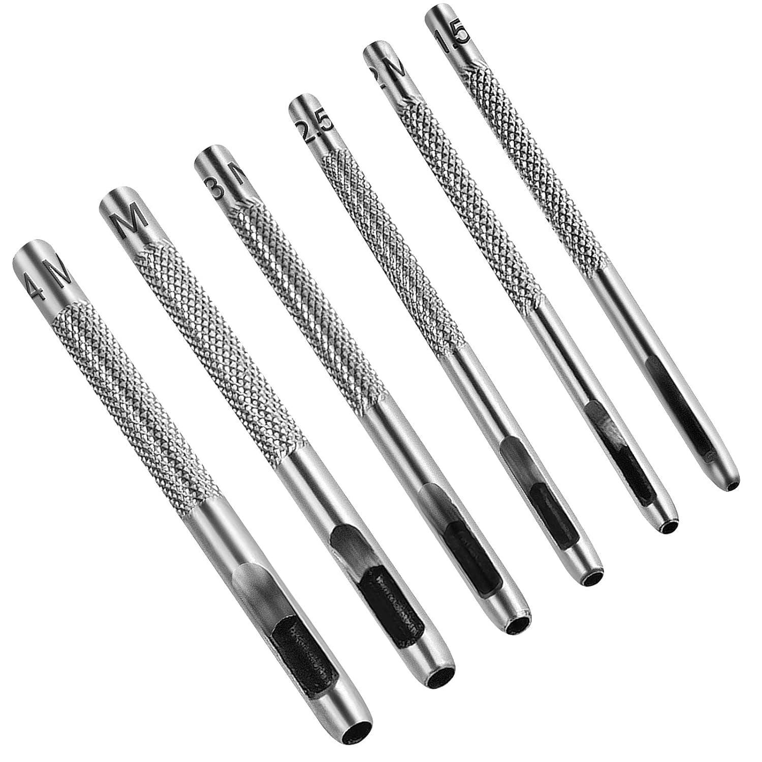 6 Pcs Leather Hole Punch (1.5mm-4mm) Hollow Punch Set，Leather Punch Tool， Leather Working Tools for Leather Watch Band, Leather, Gasket Belt, Fabric, Canvas Paper Plastics.