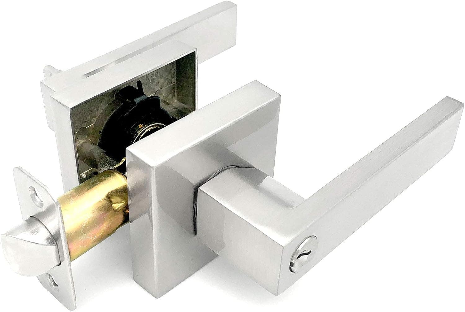 BFOC Heavy Duty Entry Door Lever and Single Cylinder Lockset for Home Entry Doors,Bedroom (Satin Nickel, Entry) Satin Nickle