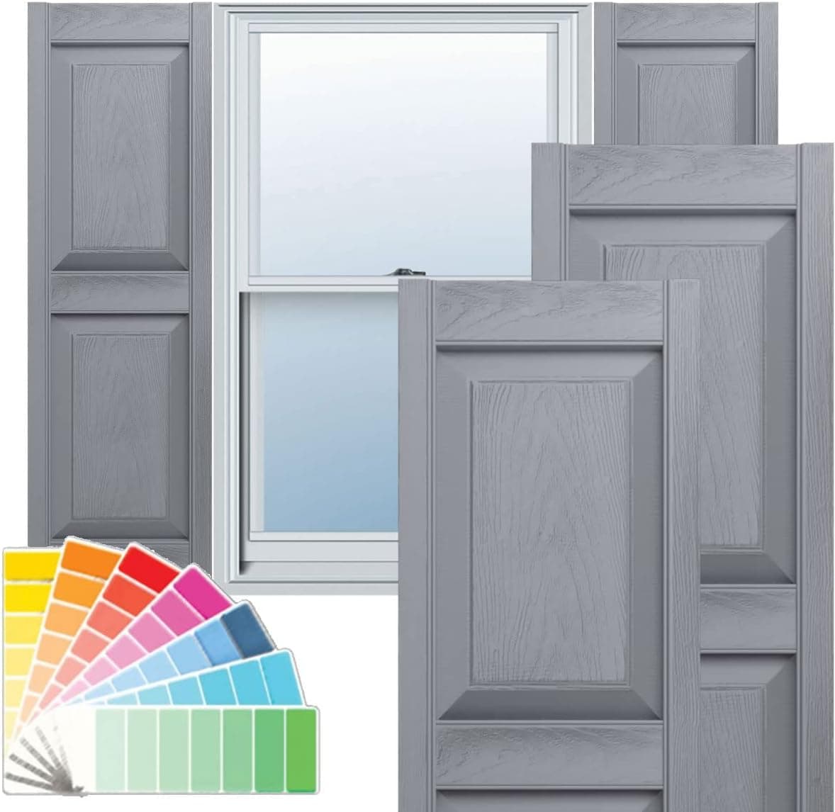 Mid-America 00021231030 Standard Size Williamsburg Double Panel Vinyl Shutters, w/Installation Shutter-Lok's & Matching Screws (Per Pair), 030, 12"W x 31"H, Paintable