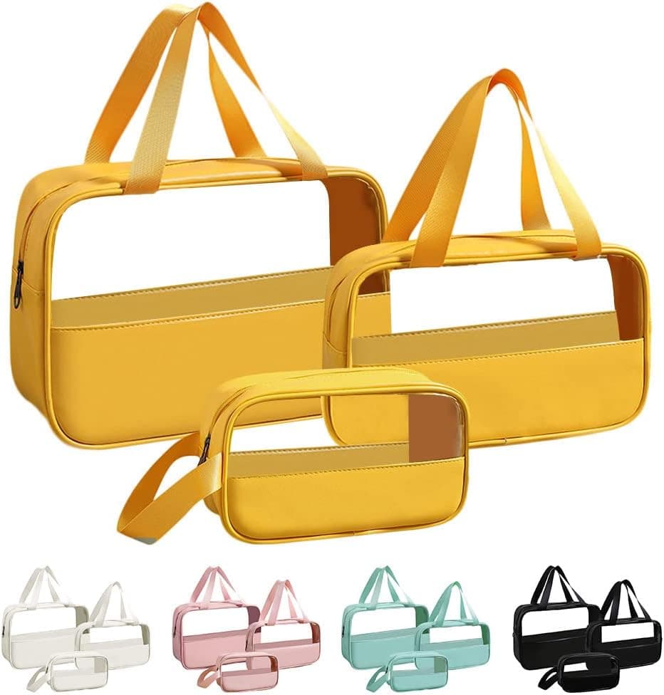 Toiletry Bag for Women Clear Travel Toiletry Bag Travel Makeup Bag Hanging Toiletry Bag for Men Toiletry Bags for Traveling Women Travel Bag for Toiletries Transparent Set(yellow)