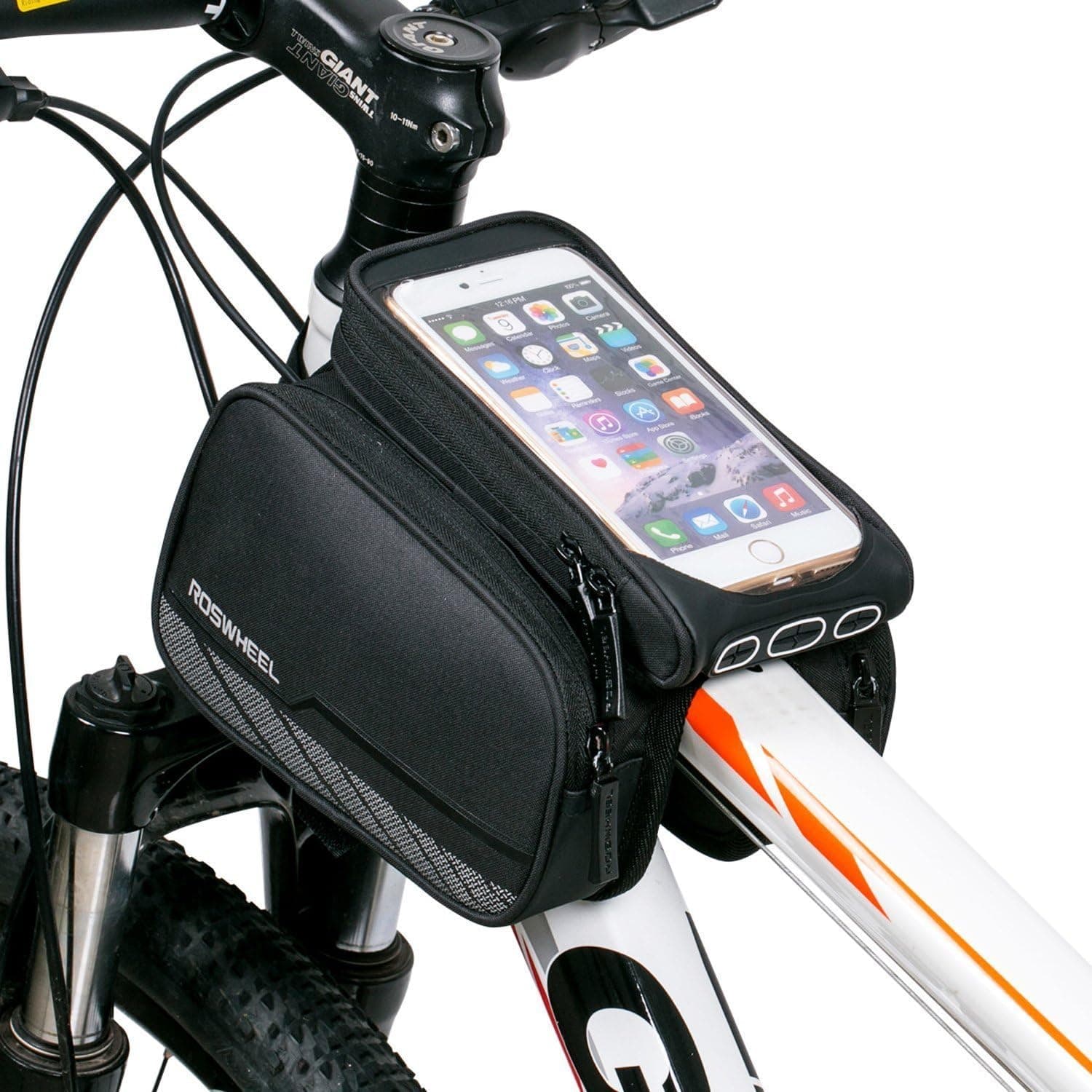 Runytek Roswheel Waterproof Bicycle Frame Pannier Double Side Top Tube Saddle Bag, Tool Pouch with Smartphone Pocket for IPhone 6 /6s Samsung Mobile Phone