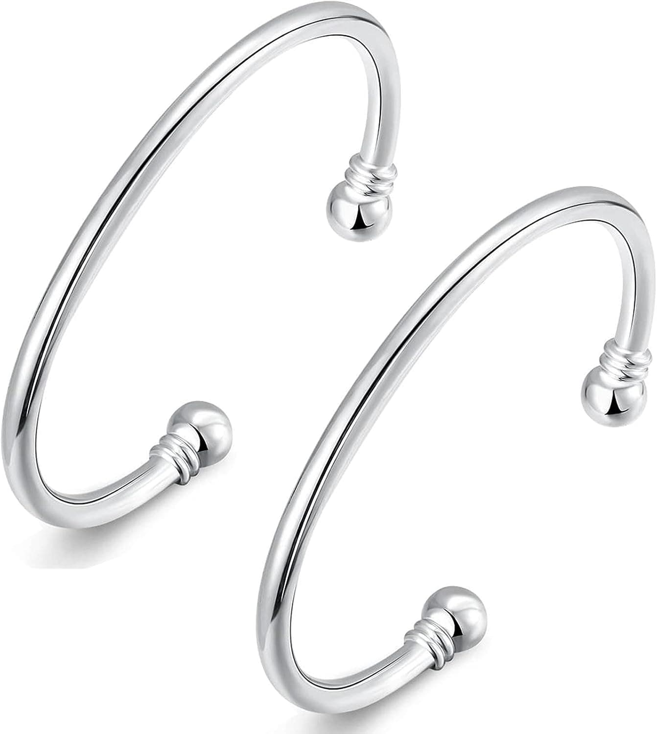 Denchy 925 Silver Trendy Bracelet, Fashion Jewelry Simple Cuff Bangles for Women Mom Wife Valentine Mothers day Gift