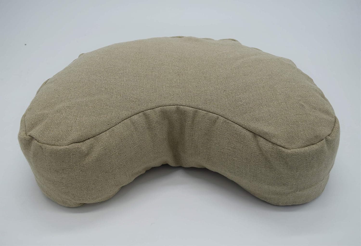 Bean Products Hemp Natural - Pleated Crescent Zafu Meditation Cushion - Yoga - Organic Buckwheat Fill - Made in USA