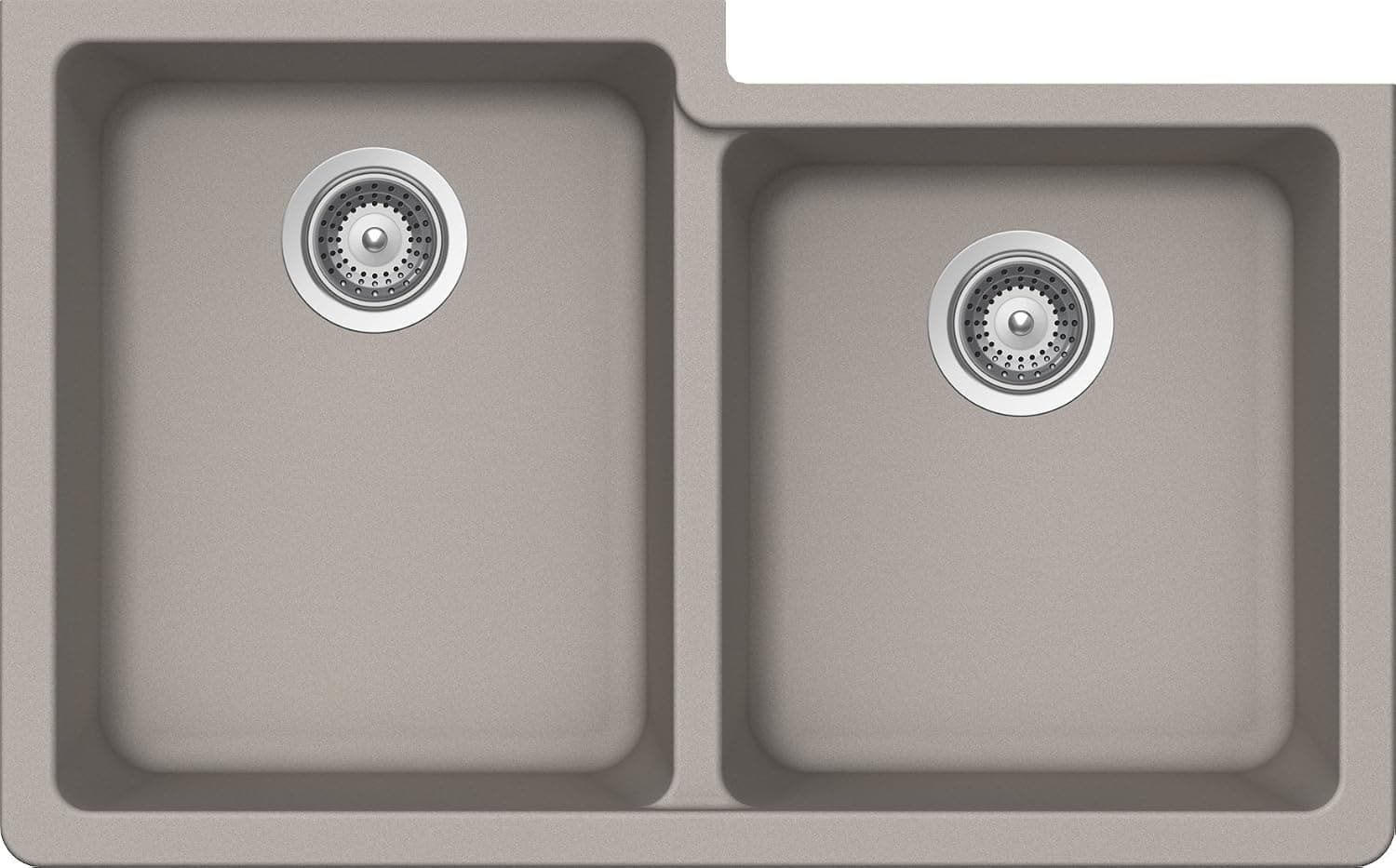 SCHOCK ALIN175YU042 ALIVE Series CRISTALITE 60/40 Undermount Double Bowl Kitchen Sink, Concrete
