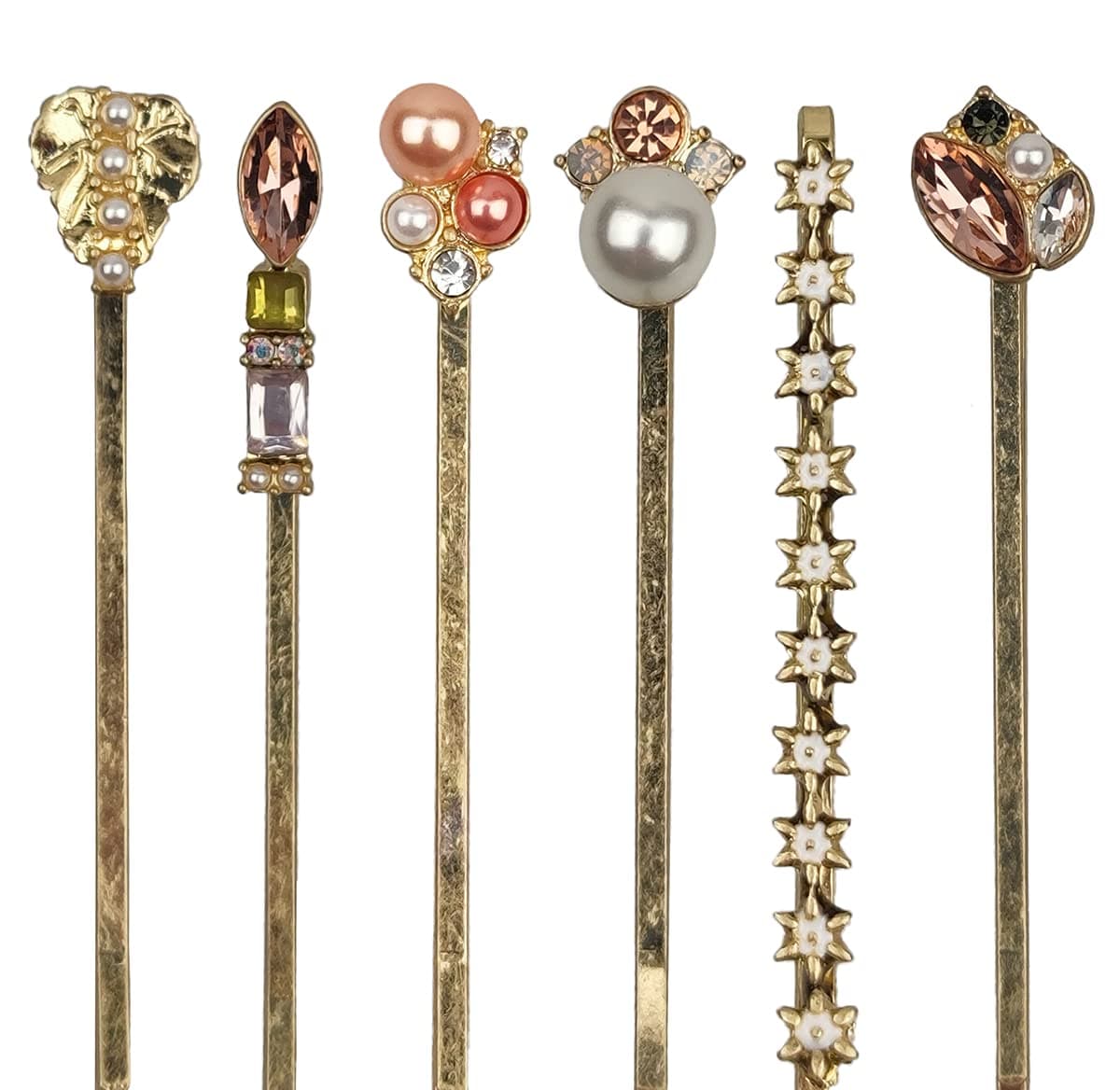 6PCS Vintage Elegant Hair Pins Retro Hair Clips for Women Pearl Sparkly Hairpins for Ladies and Girls Headwear Styling Tools Hair Accessories