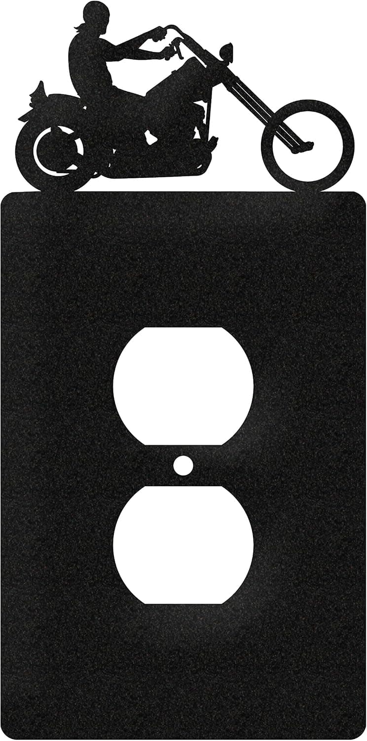 SWEN Products Motorcycle Easy Rider Wall Plate Cover (Single Outlet, Black)