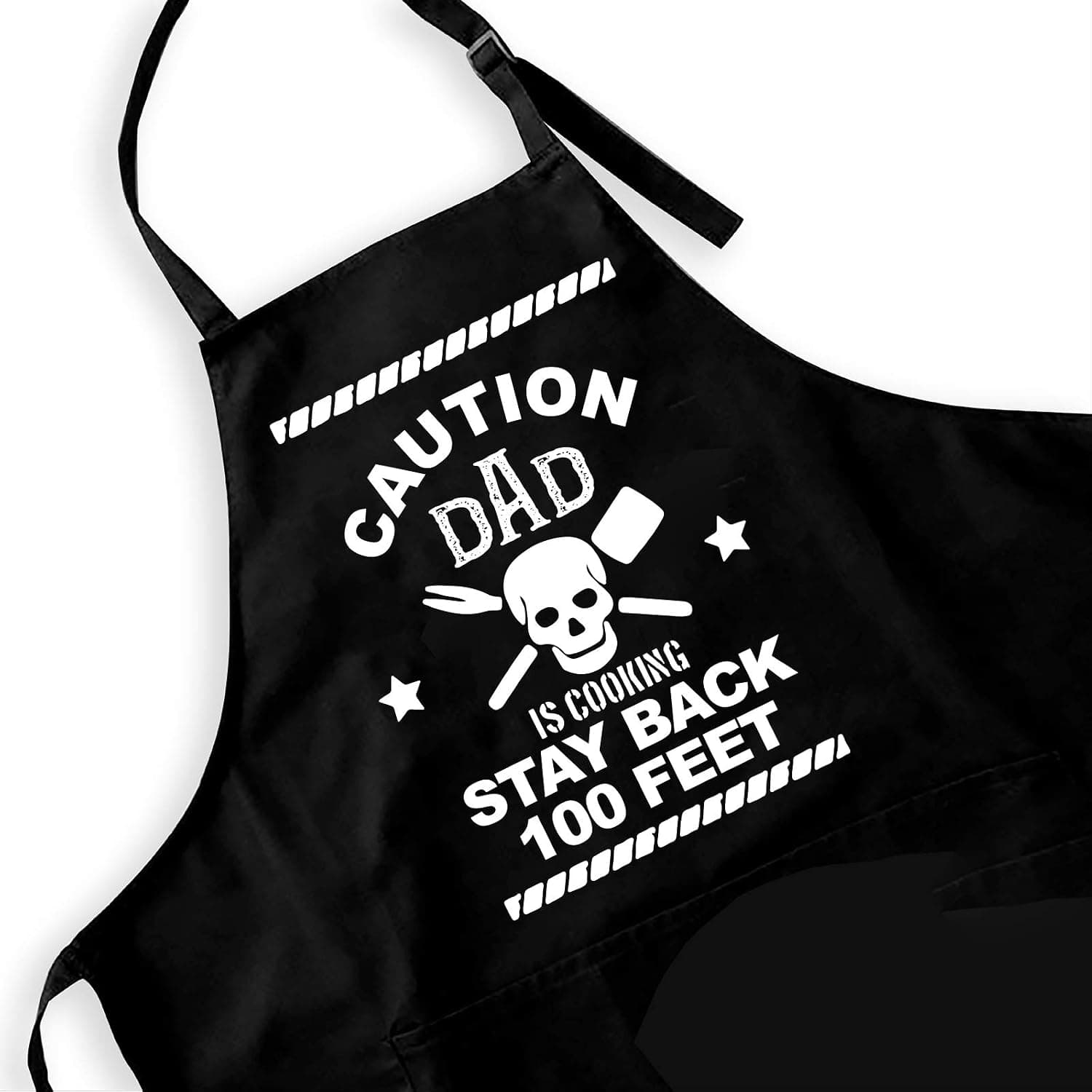 Ihopes Funny Black Apron for Dad Men,Stand Back Dad is Cooking Apron with 2 Pockets and Adjustable Neck Strap,Perfect for Birthday/Christmas/Father's Day, Large
