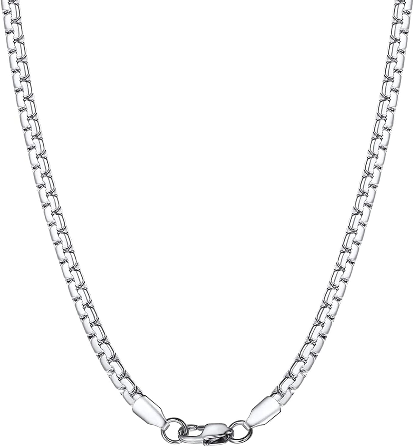 Silver Cuban Link Chain For Men Chain Necklace For Women Girls Boys Non-Tarnish 16/18/20/22/24/30/36 Inch Stainless Steel Necklace