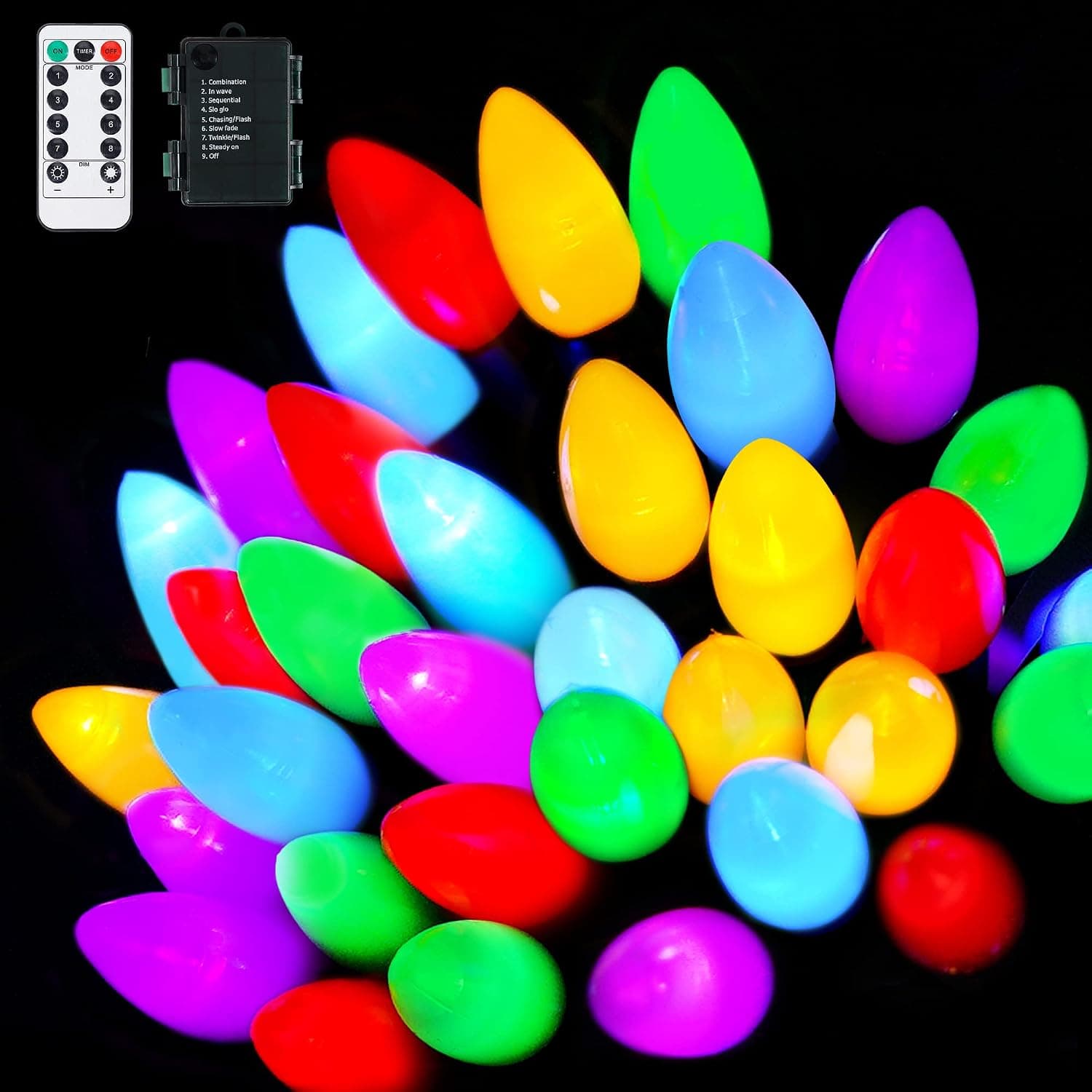 C3 Bulbs Battery Christmas String Lights with Timer - 60 LED 23ft String Lights - Fairy Lighting for Outdoor, Indoor, Garden, Yard, Party, Home, Wreath, Garland Christmas Tree Decorations