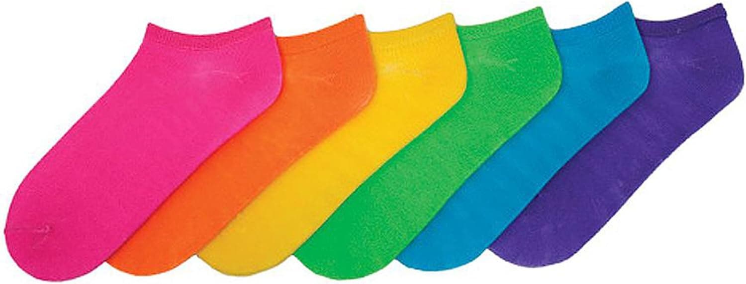 K. Bell Socks Women's 6-Pack,9-11,Solid Neon Assorted