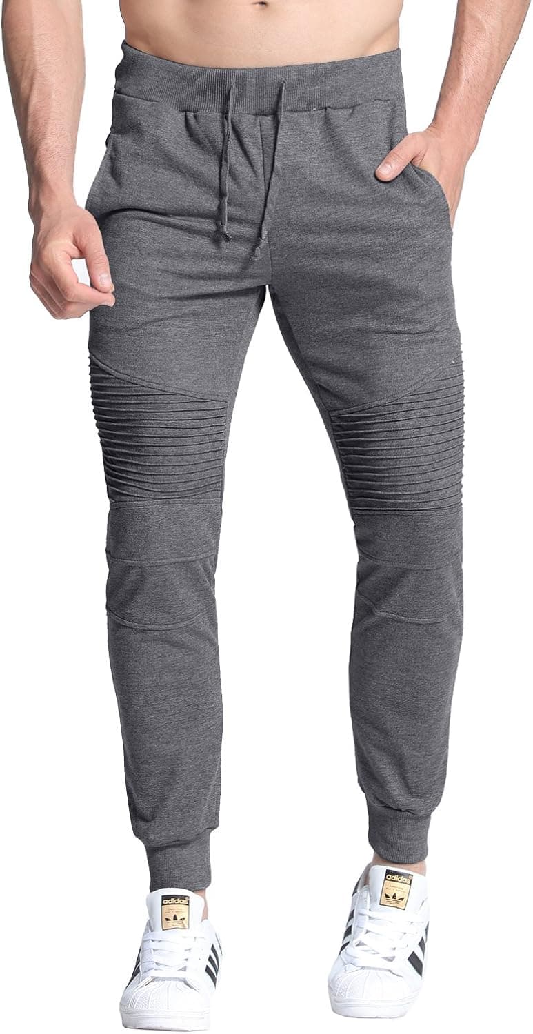 MODCHOK Men's Jogger Sweatpants Running Active Pants Sports Tapered Trousers Slim Fit Tracksuit A-Dark Grey L