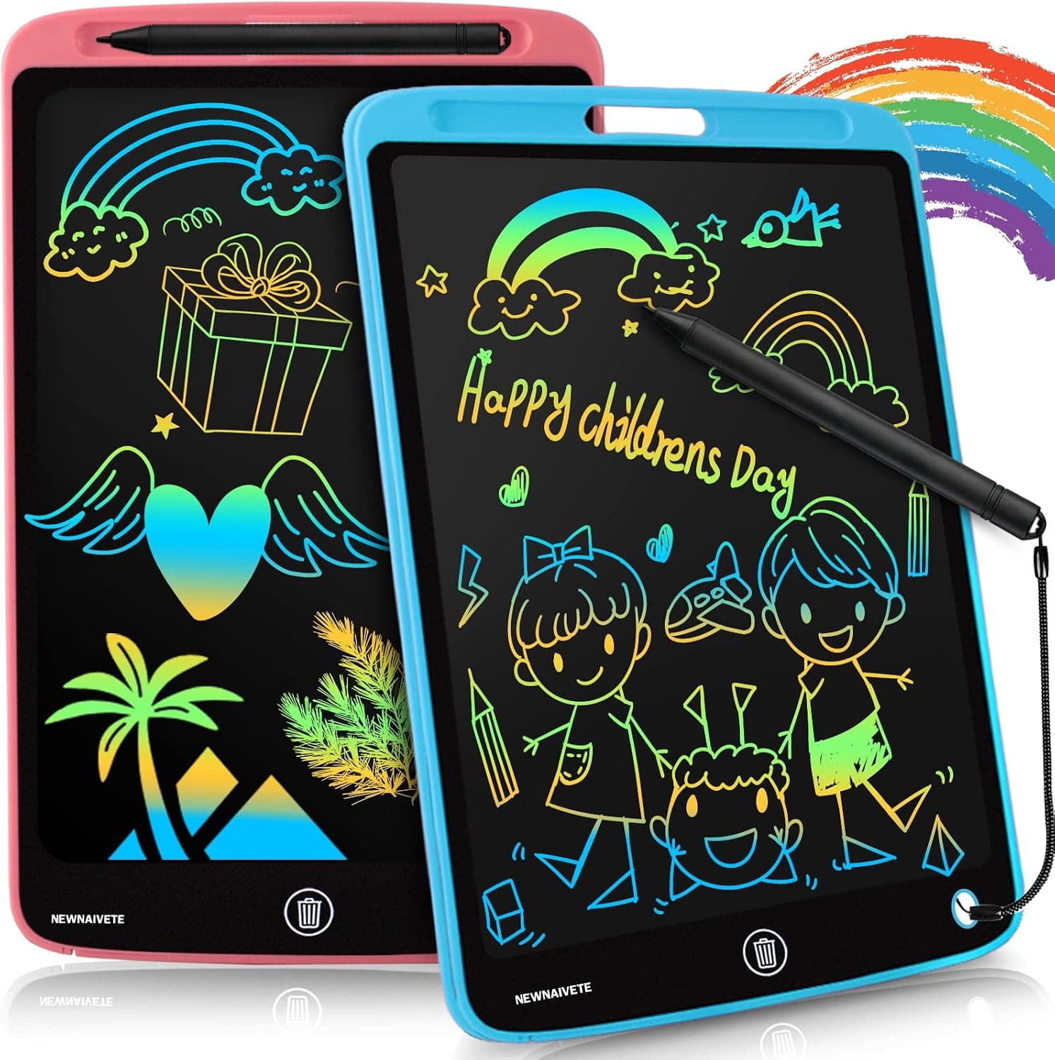 Newnaivete 2 Pack LCD Writing Tablet for Kids - 10 inch Doodle Board Colorful Screen Drawing Pad, Learning Educational Toy for 3+ Year Old Girls Boys Toddlers