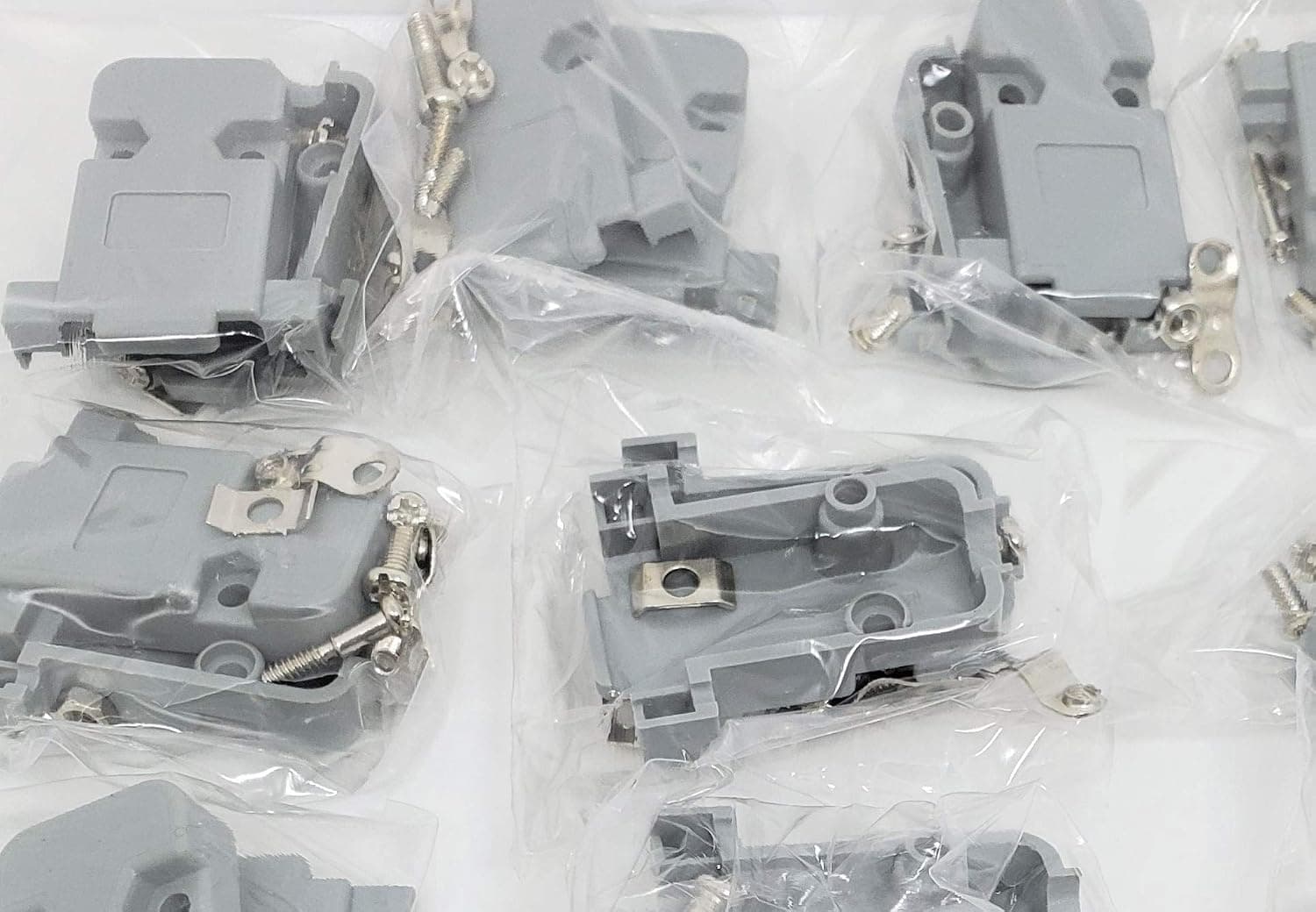15-Pack Connectors Pro DB9 / HD15 Grey Plastic Hoods Short Screws for D-Sub 9P or HD 15P Connector