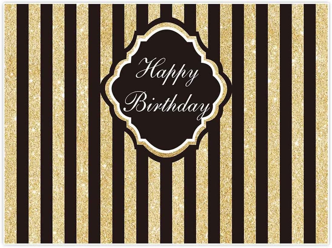 Allenjoy 8x6ft Photography backdrops Children Birthday Party Banner Black and Gold Stripes Glitter Glamour Sparkle Photo Studio Booth Background photocall