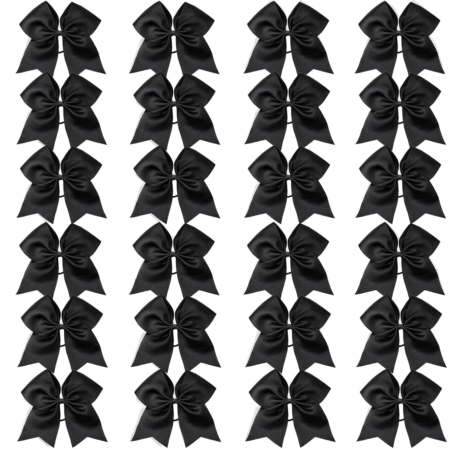 24 Packs 8 Inch Jumbo Cheer Bows Large Cheerleading Bows Ponytail Holder Elastic Band Handmade for Cheerleading Teen Girls College Sports (Black)