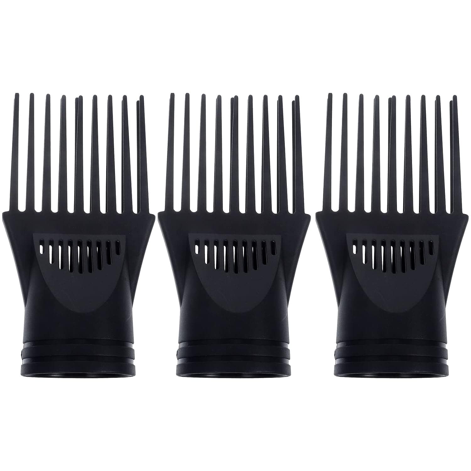 HEALLILY 3PCS/Set Hair Dryer Comb Attachment Professional Hair Dryer Comb Nozzle Hairdressing Styling Salon Tool for Barber Shop blow dryer attachment 15x13x6cm(Black)