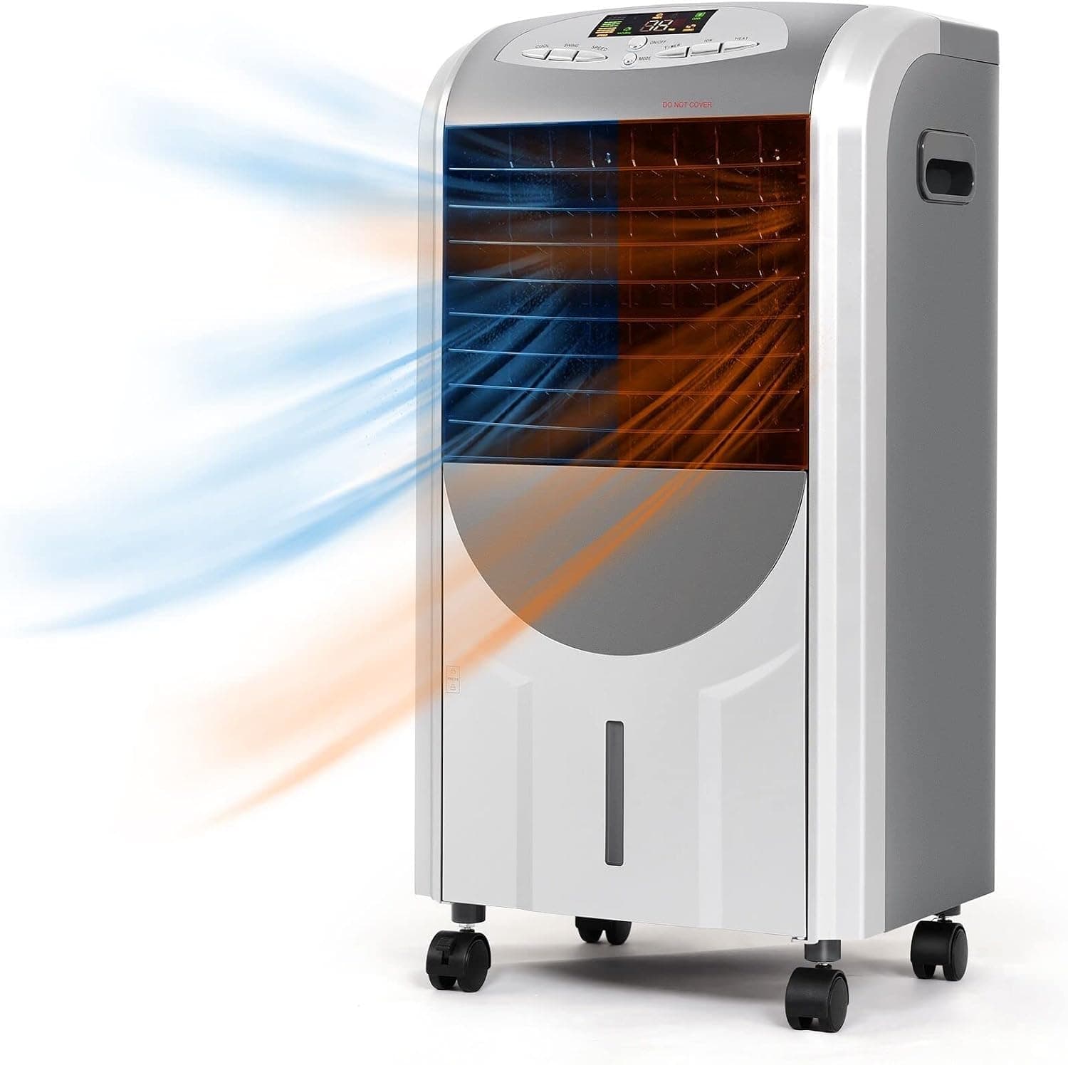 SIMOE Evaporative Air Cooler, 5-in-1 Portable Evaporative Cooler w/ Remote Control, Cool & Humidifying & Heating w/ 3 Speeds & 3 Modes, 2 Ice Boxes, 8H Timer, Room Cooler for Home Office