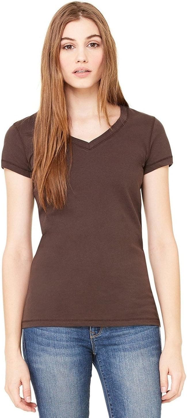 Bella Women's V-Neck Jersey T-Shirt B6005, 2X-Large, Chocolate