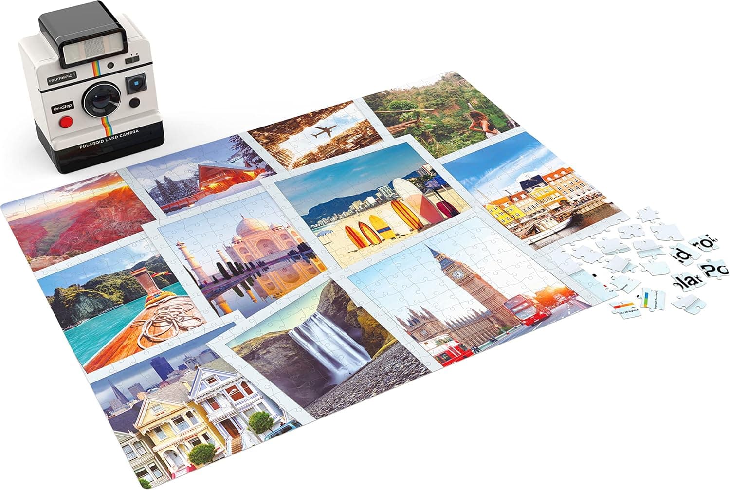 Polaroid, 500-Piece World Traveler Jigsaw Puzzle in 3D Tin Container Cool Vintage Retro 70’s Film Camera, for Kids, Teens, and Adults Aged 12 and up