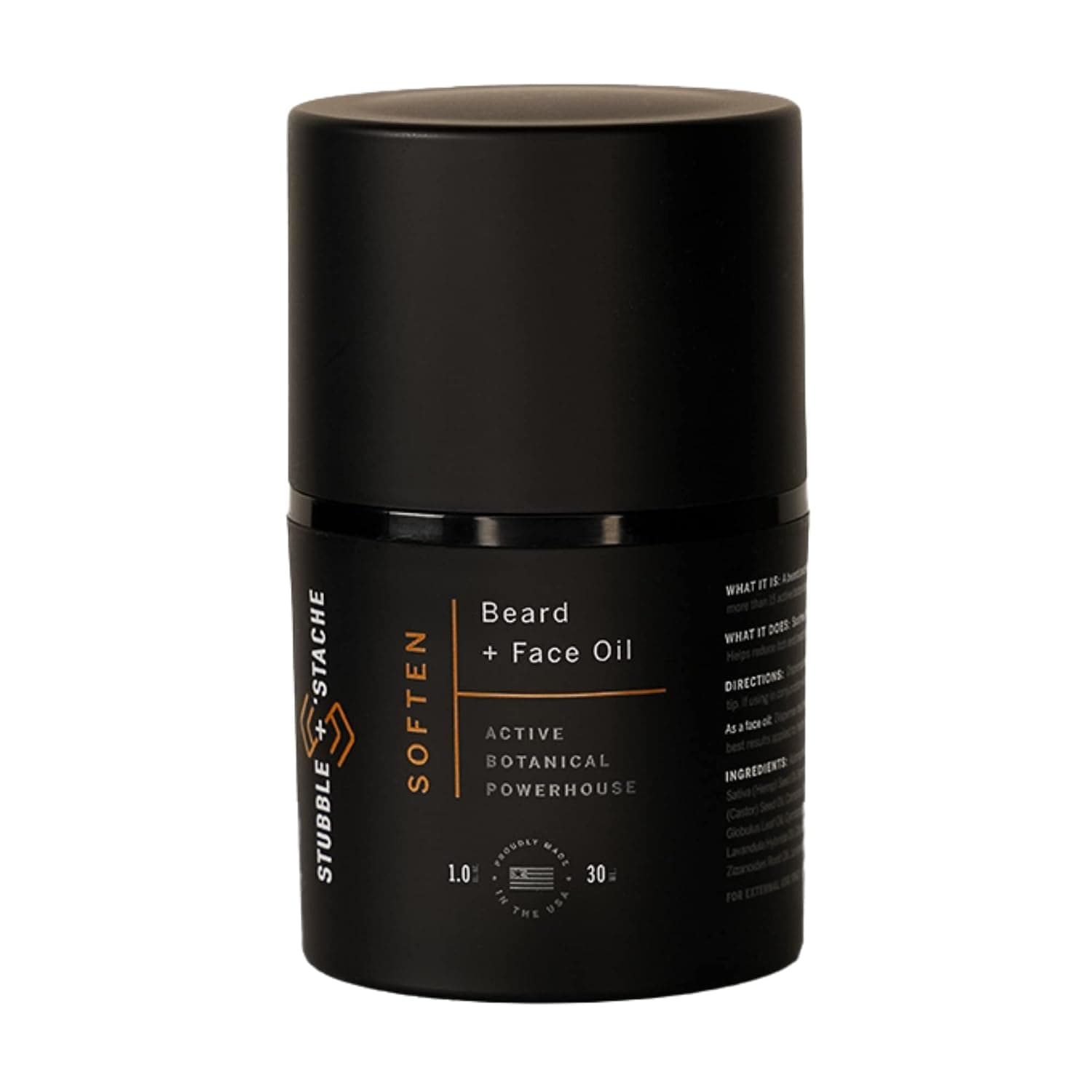 Soften: Hydrating Beard Oil + Face Oil for Men, A Beard and Skin Superfood Softens and Reduces Beard Itch, All Natural Beard Conditioner with Jojoba, Buriti Fruit Oil, Broccoli and Baobab Seed Oil, Improves Beard Texture + Growth, Fragrance Free | stubble + stache - 1 fl oz