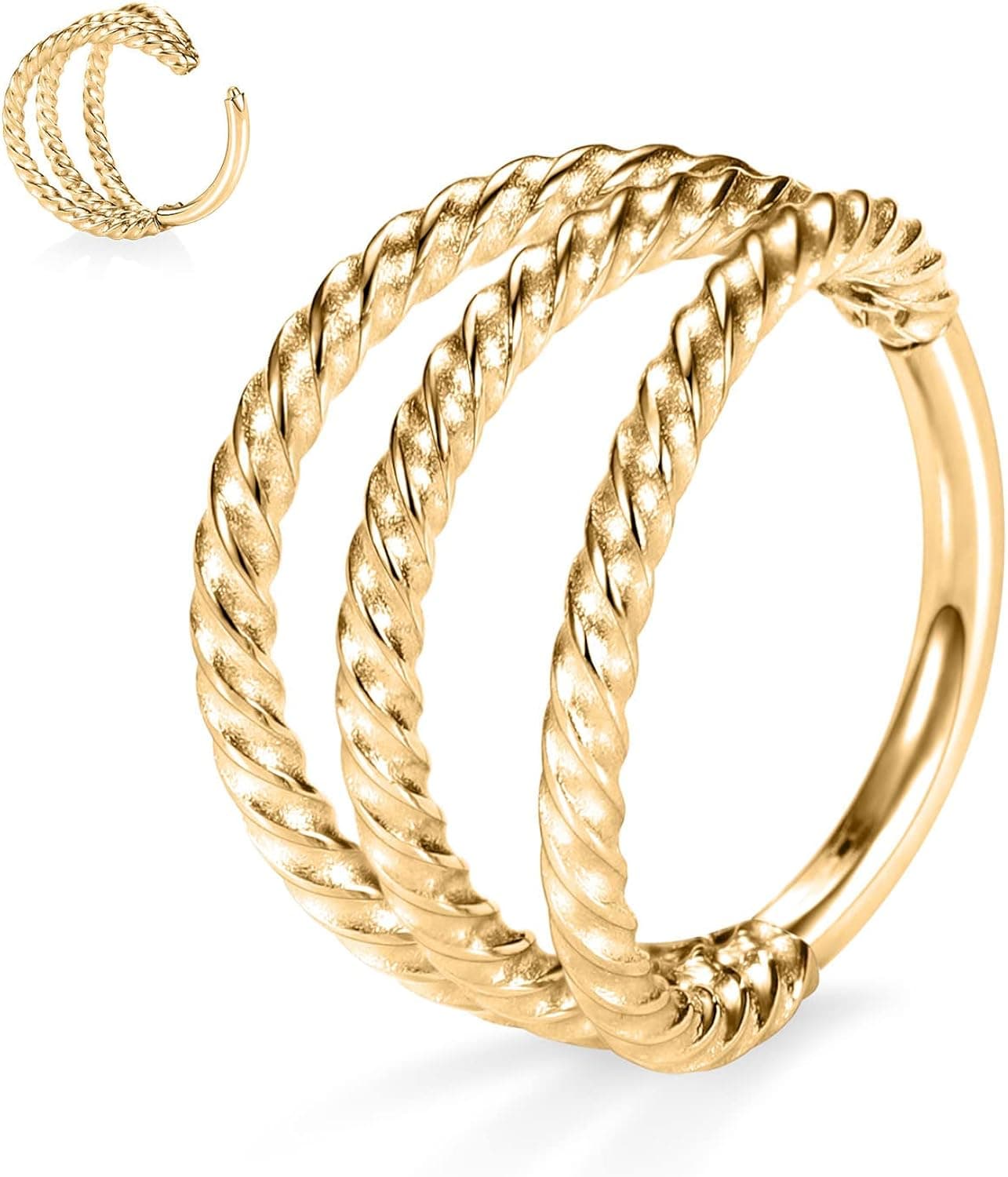 PEAKLINK 316L Surgical Steel Septum Clicker Ring Nose Ring Hoop Sleeper Hoop Earring Helix Rook Conch Cartilage Daith Tragus Earrings Lobe Nose Piercing Jewelry for Women Girls