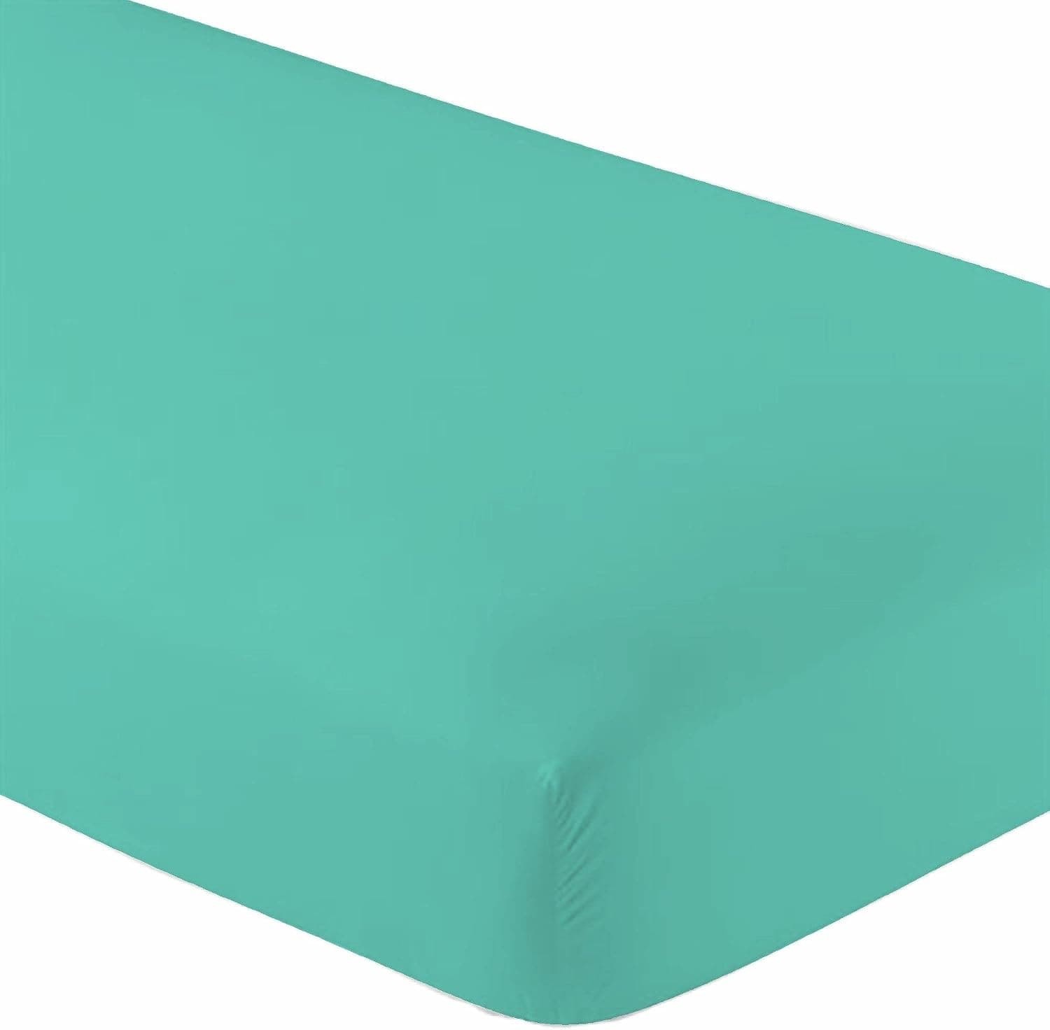 Twin Extra Long Fitted Sheet Only - Soft & Comfy 100% Cotton- by Crescent Bedding (Twin XL, Aqua)
