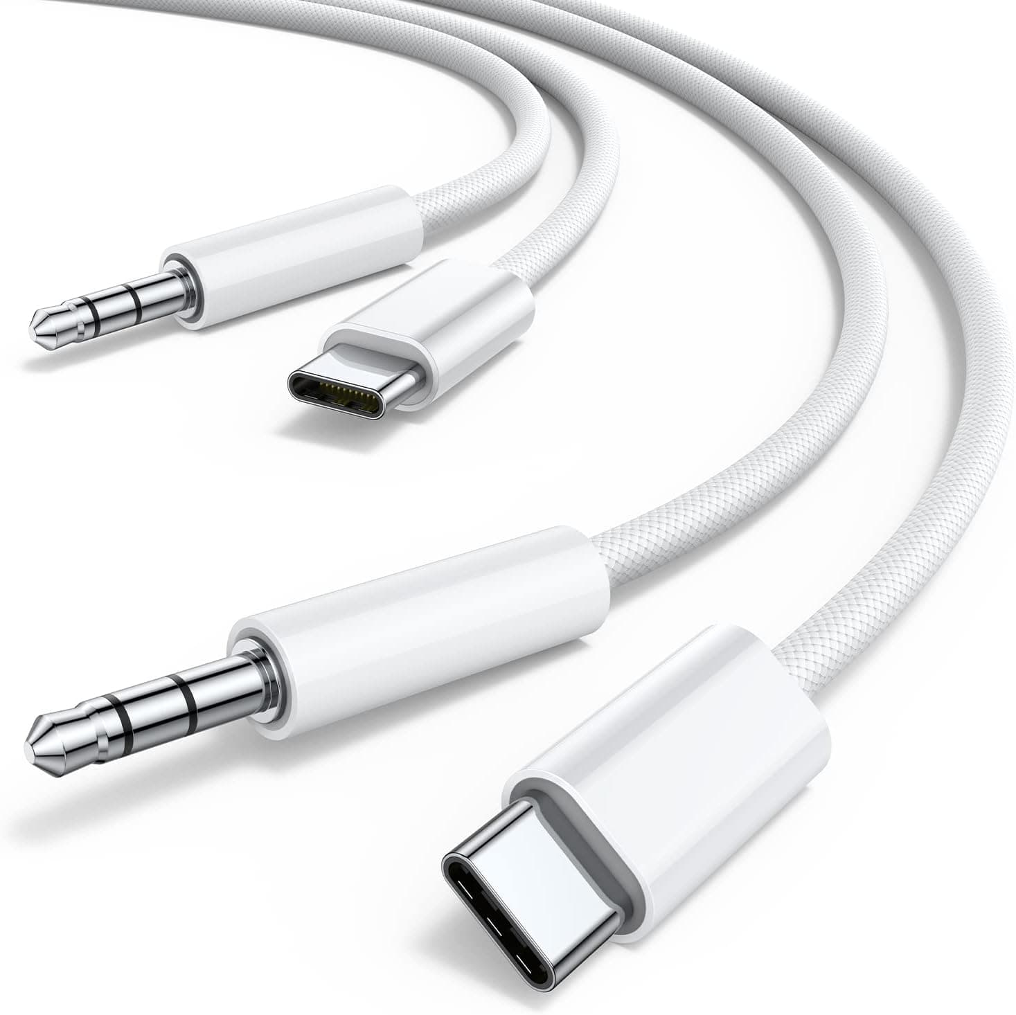 USB C to 3.5mm Audio Aux Jack Cable (3.3ft 2-Pack), USB Type C to 3.5mm Headphone Stereo Cord Car Compatible with Samsung Galaxy S23+ S22 S21 S20 Ultra Note 20 10 Plus, iPad Pro 2018, Pixel 2 3 4 XL