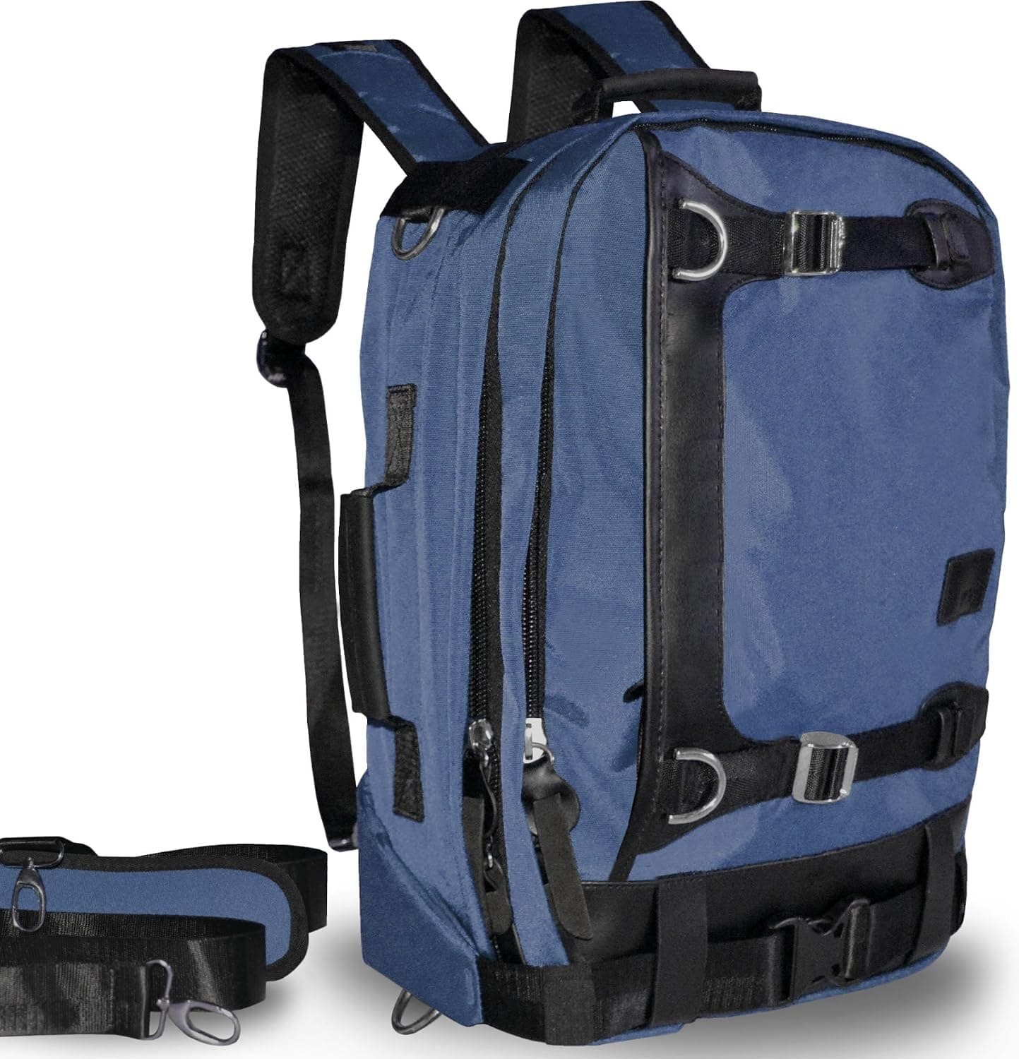 Vintage Style Multi-Functional Backpack from Dusroc has Leather Trim & Steel Buckles. Converts to Shoulder Satchel, Laptop Computer Book bag & Briefcase. Best for Travel, Hiking, School, and Business.