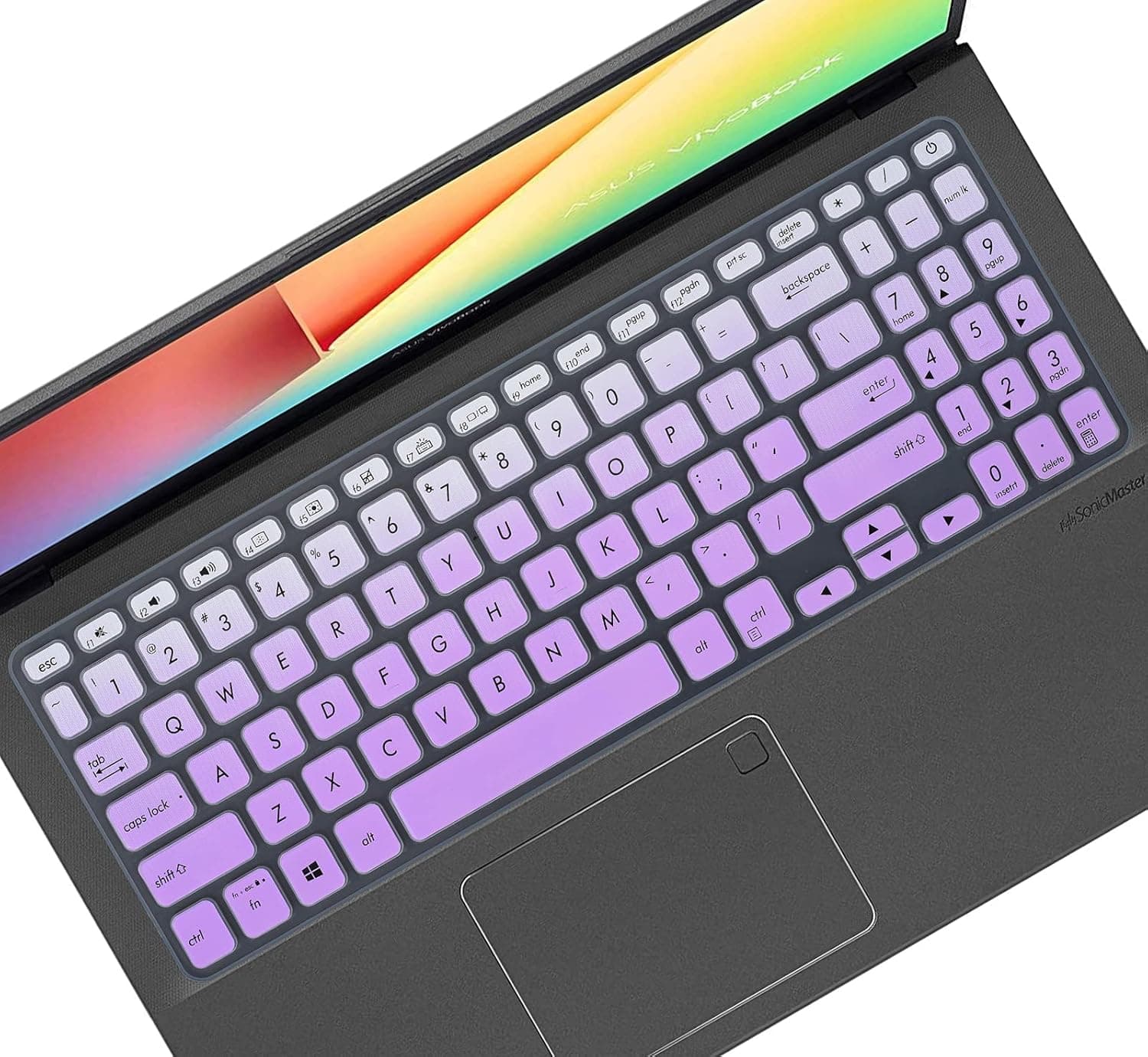 Keyboard Cover for 15.6" ASUS VivoBook 15 F512 F512FA F512JA F512DA, VivoBook 15 M515 M515UA R564JA, VivoBook S15 S530UA S530UN S512, ASUS X509 X509FA Series Laptop - Gradual Purple