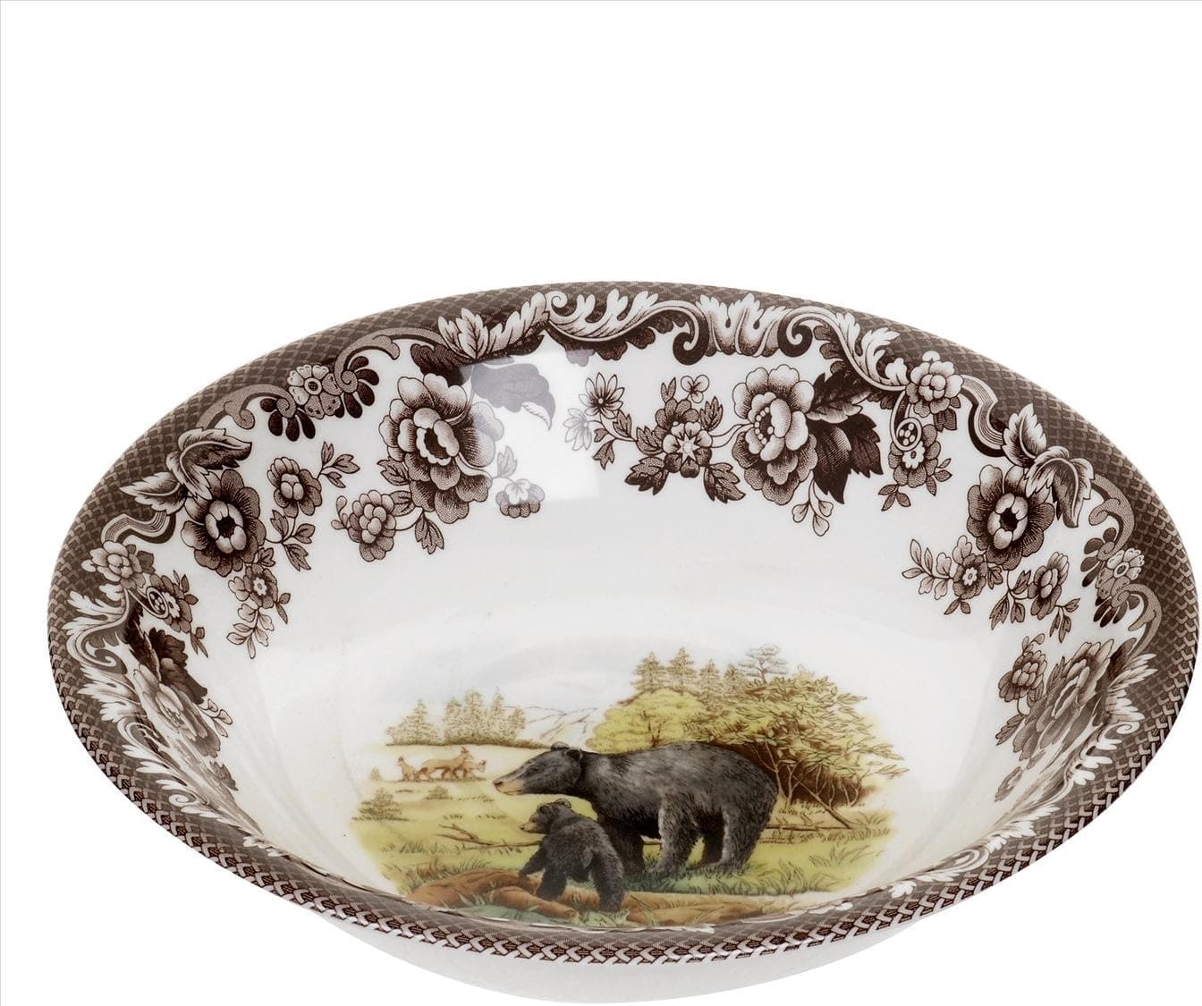 Spode Woodland Ascot Cereal Bowl, Black Bear, 8” | Perfect for Oatmeal, Salads, and Desserts | Made in England from Fine Earthenware | Microwave and Dishwasher Safe
