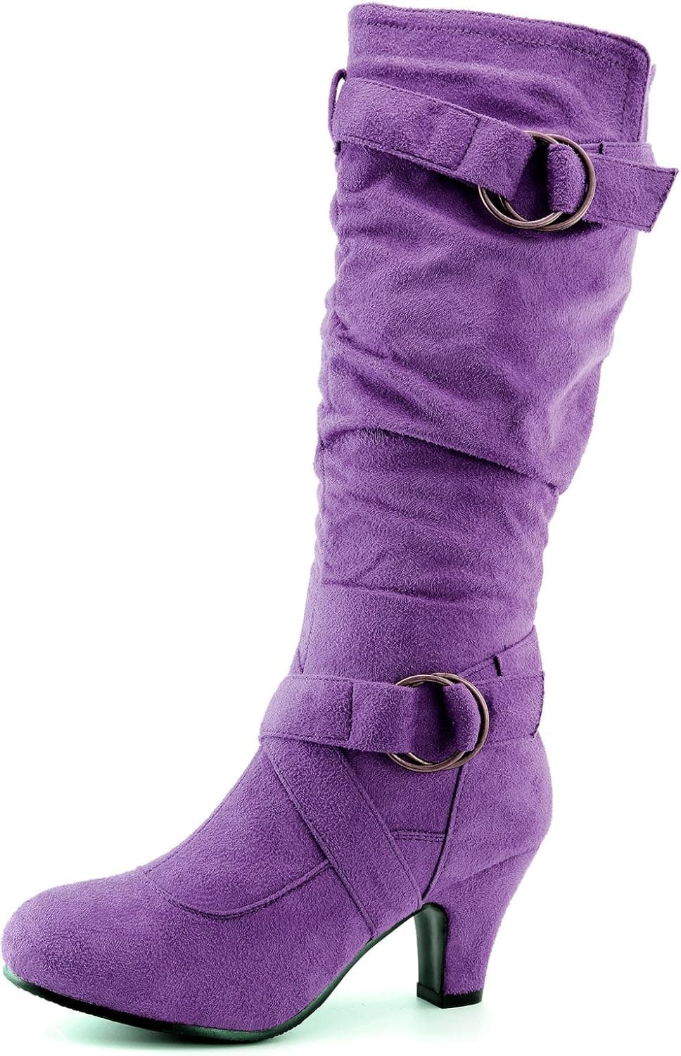 DailyShoes Women's Slouchy Mid Calf Strappy Boots with Ankle and Top Straps - 2" Heel Fashion Boots