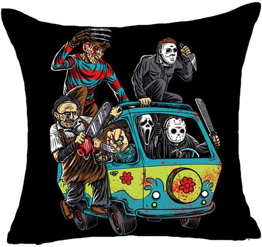 Fyon Ghost Freddy Toy Bear Doll Horror Game Cushion Cover Classic Game Pillow Cover Decorative Pillows for Sofa Car 18x18inch 10W